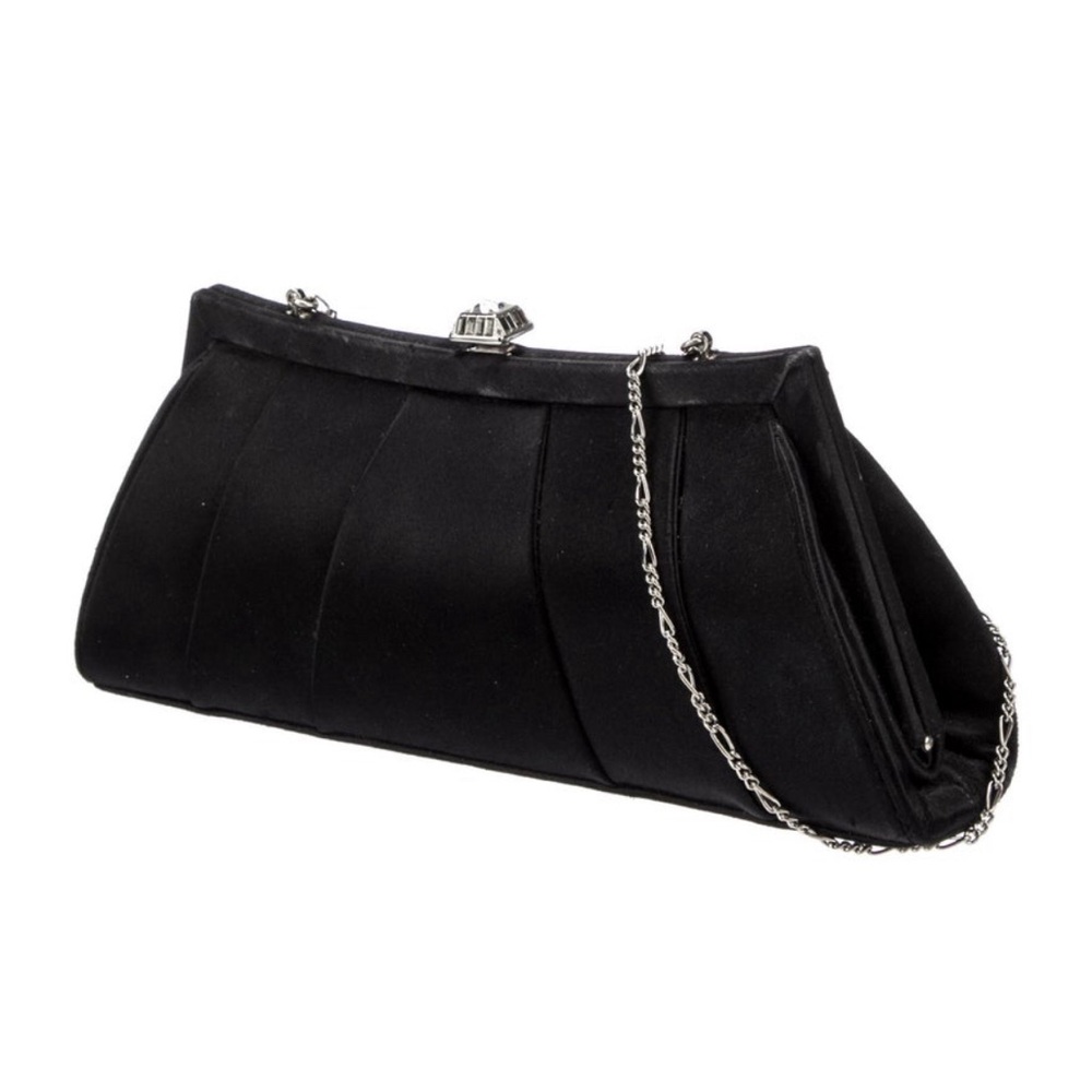 Judith Leiber Black Shoulder Bag with Silver Chain